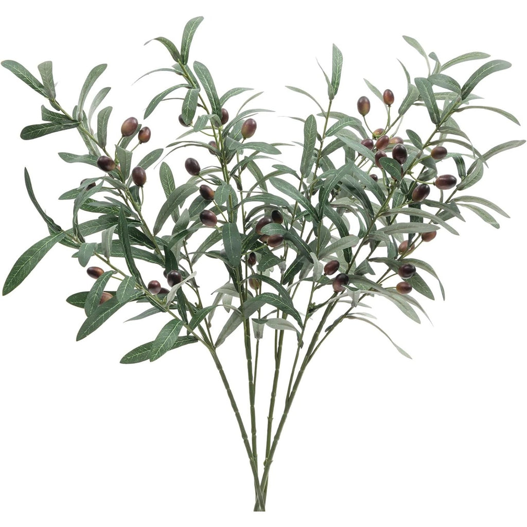 Ensemble 4 pièces de branches d'olive artificielle avec quatre feuilles chacune