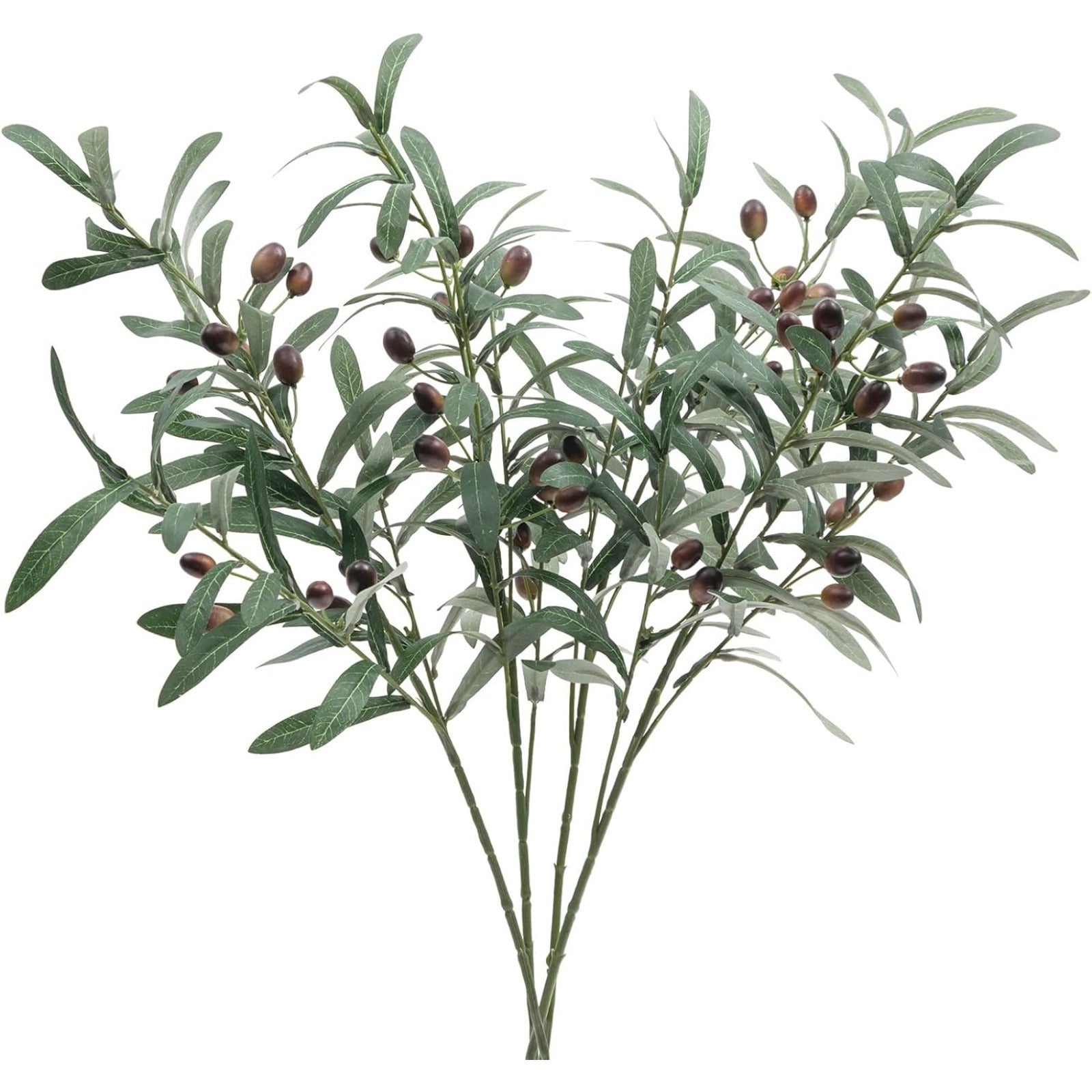 Ensemble 4 pièces de branches d'olive artificielle avec quatre feuilles chacune