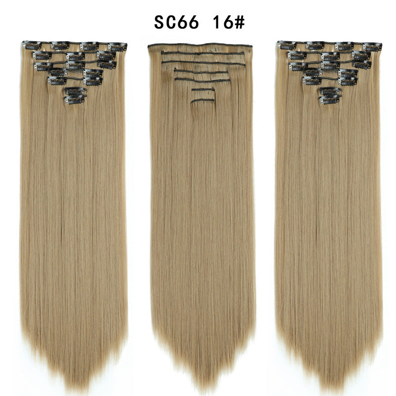 16 Carte Sept-pièces Coiffure Perruque Beauté Chimique Perruque Ensemble de Perruque Cheveux Extension