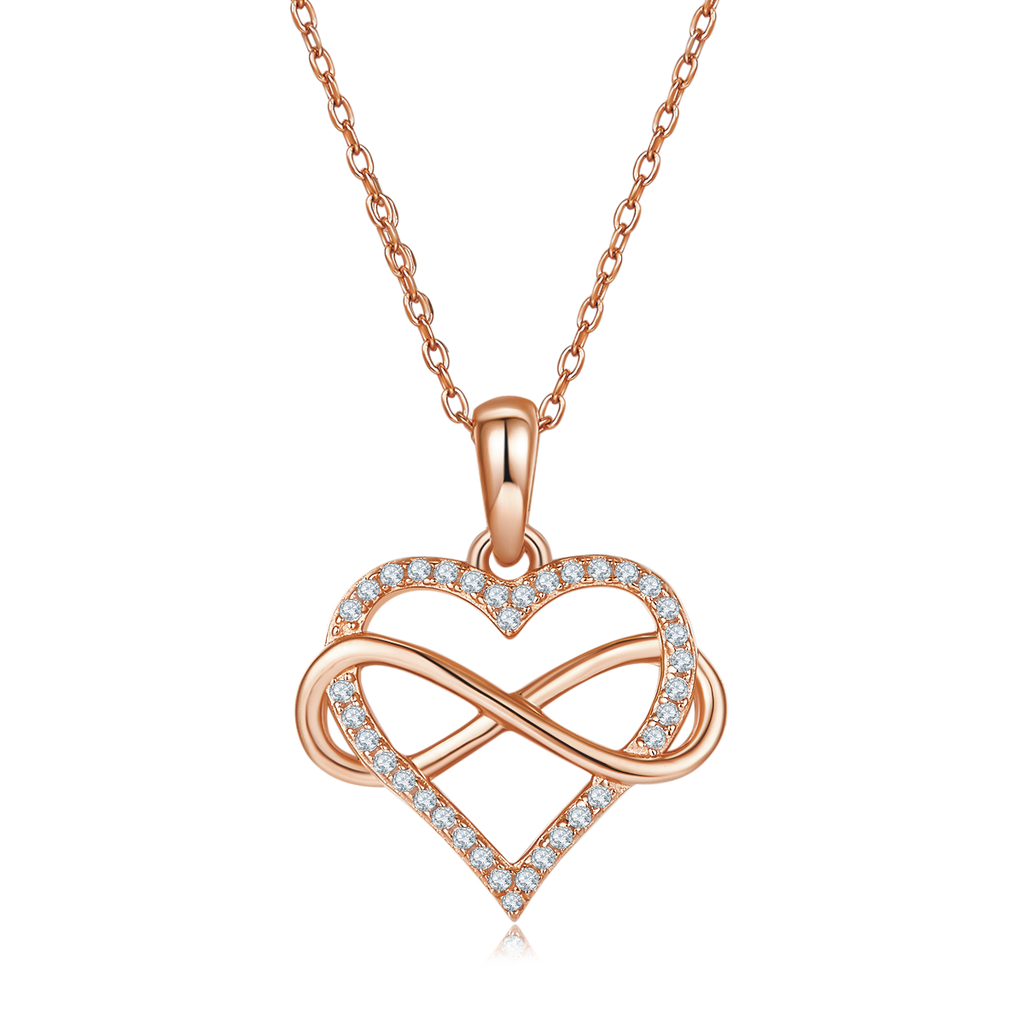 S925 Argent Sterling 4g Collier de coeur infini 45cm 36 Pierre Moissanite Pendentif avec GRA