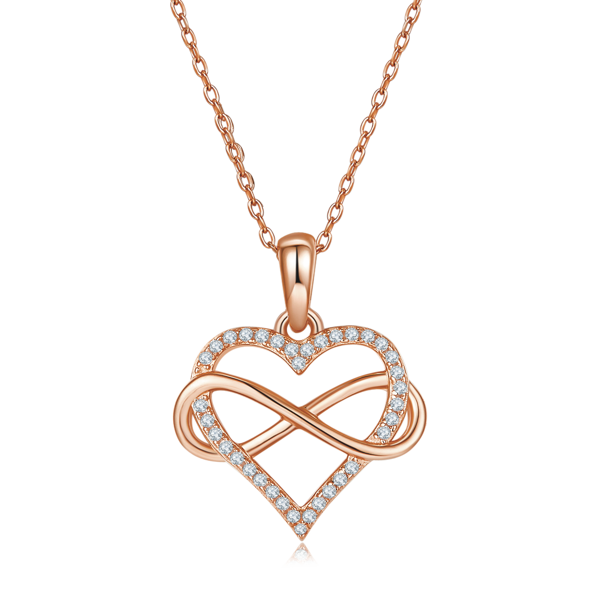 S925 Argent Sterling 4g Collier de coeur infini 45cm 36 Pierre Moissanite Pendentif avec GRA