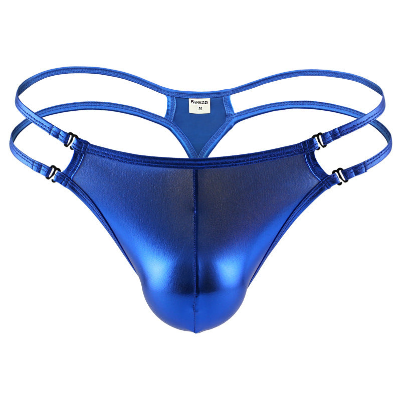 Sexy Men's String Imitation Cuir Ice Silk Pantalons de personnalité Basse taille