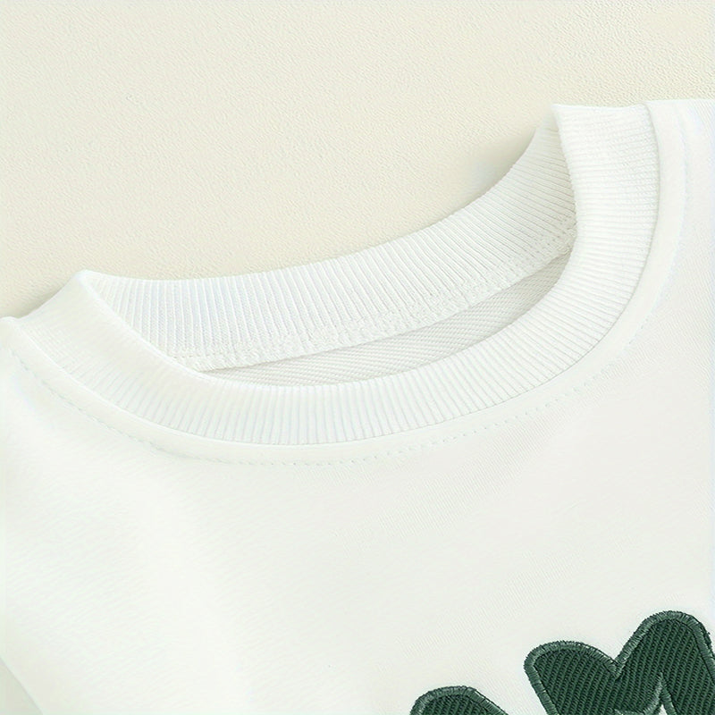 Sweatshirt 2 pièces de bébé garçon ensemble rond col lettre Imprimer Top & Drawstring Jogger Pantalons Fo