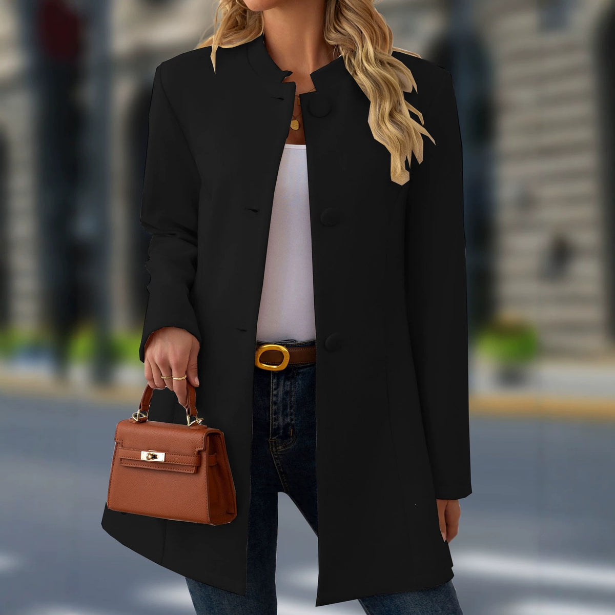 Collier de support occasionnel pour femmes Longueur moyenne Coat de laine Versatile