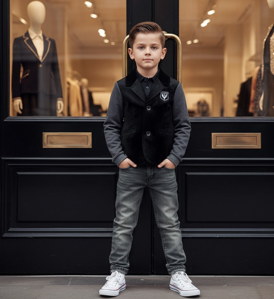 Garçons de printemps Velvet Blazer Veste Enfants costume formel Coat Fête de mariage 3-7Y