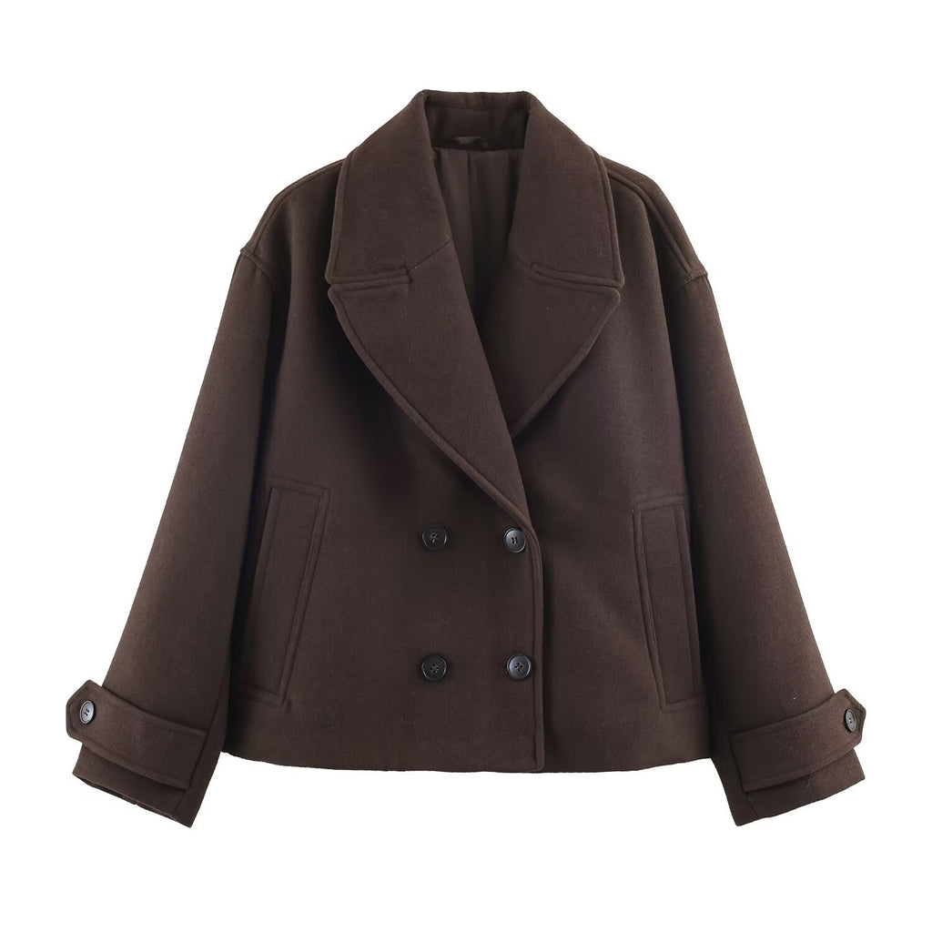 Veste en laine courte à deux seins mode
