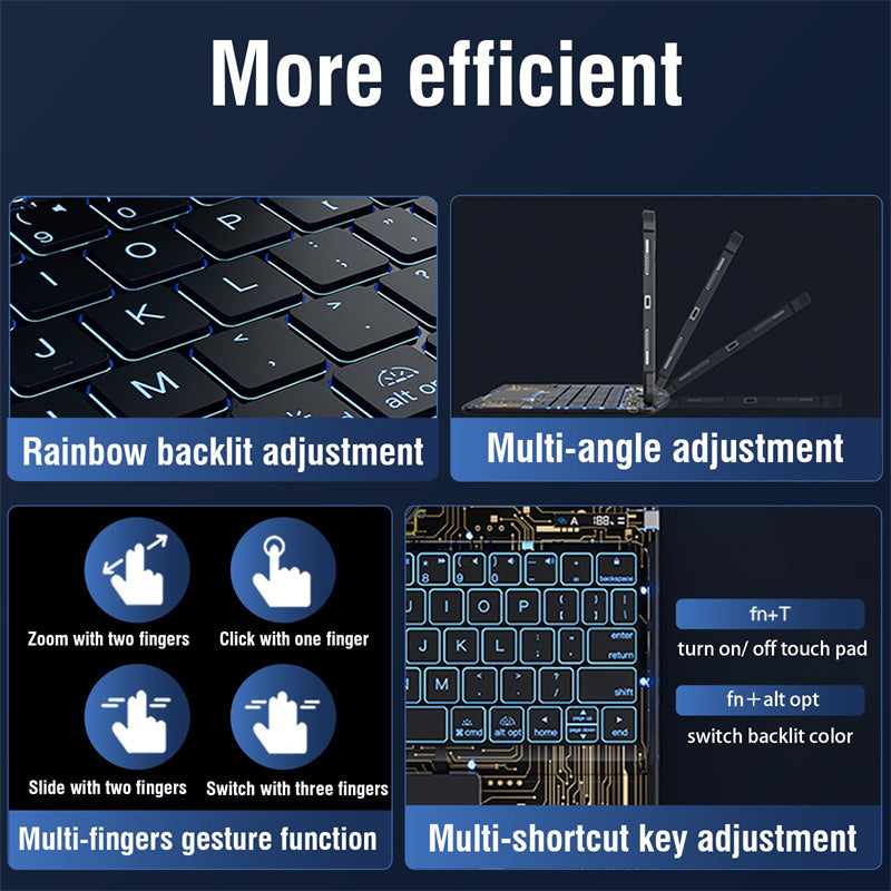 Clavier pivotant 360 case claire pour IPad Smart Trackpad Clavier compatible Bluetooth