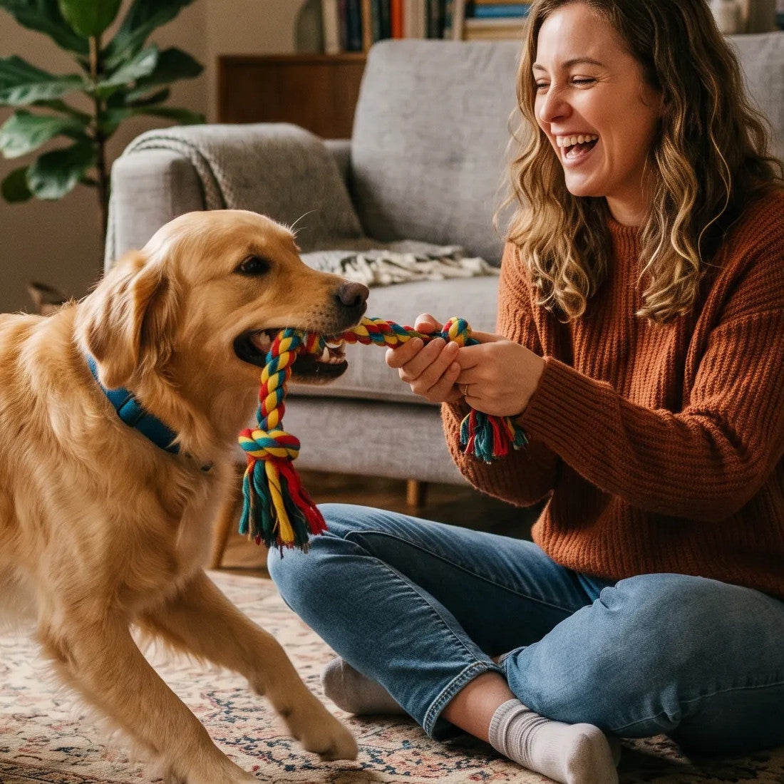 Jouets de corde de chien couleur arc-en-ciel de 6pc