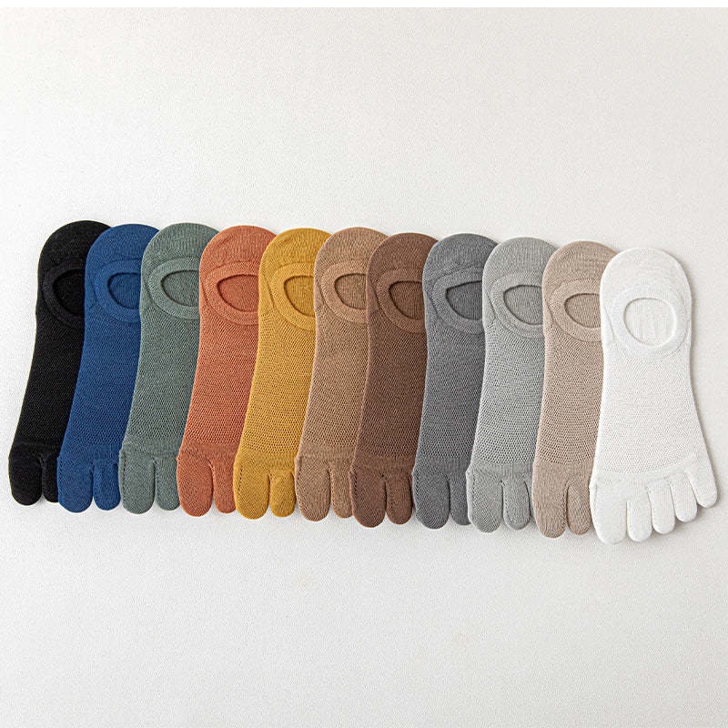 Men's mince Mesh Respirant Cinq doigts Chaussettes invisibles