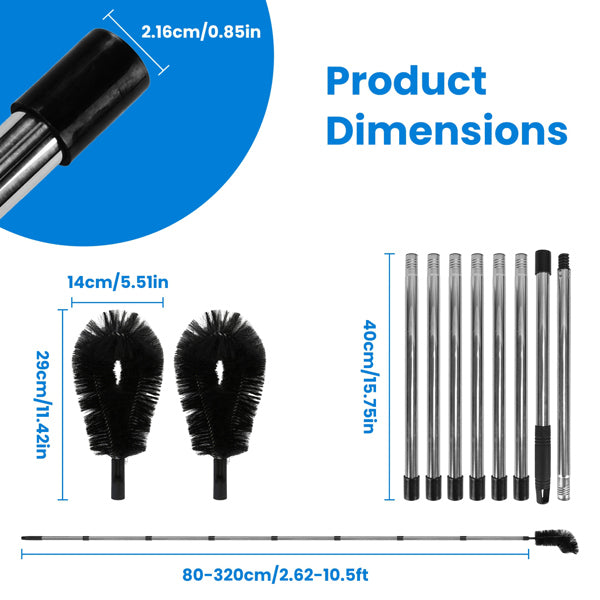 10.5FT brosse de nettoyage de gouttière avec poignée télescoping gouttière de pluie gouttière extensible