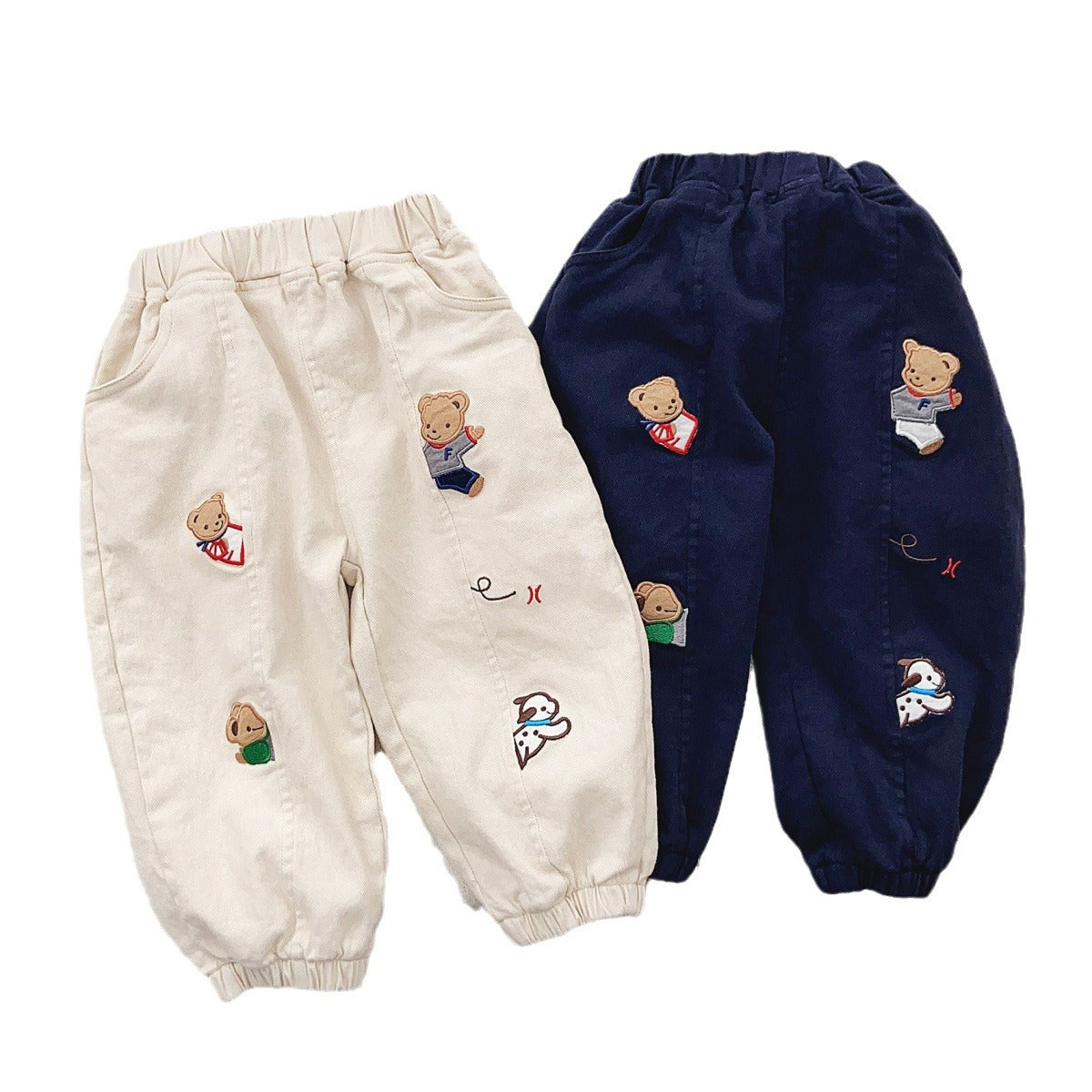 Garçons Pantalons avec Broderie Fun et Cuffed Hems