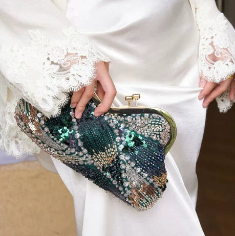 Sac à selle perle avec paillettes Chic embrayage et design Crossbody