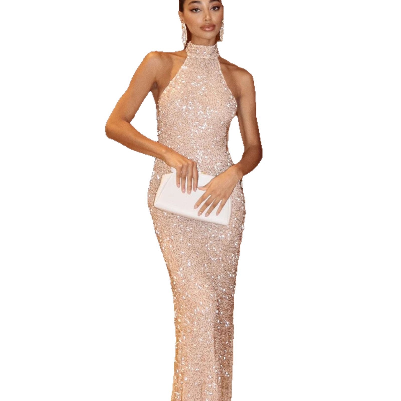 Élégante robe du soir élégante, pailletée et perlée