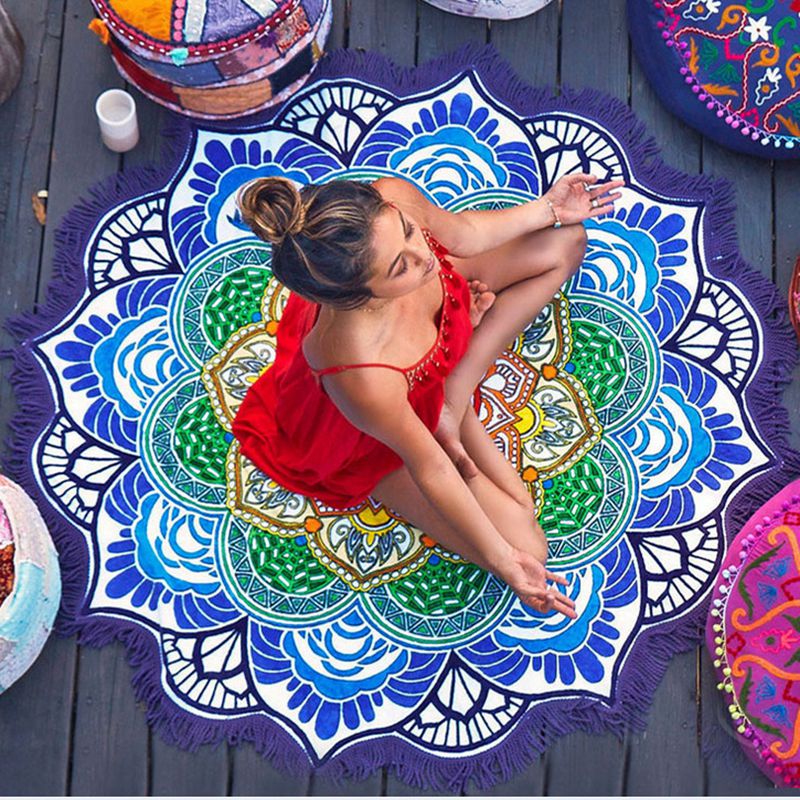 Tapis de yoga pour serviettes de bain rondes en polygone