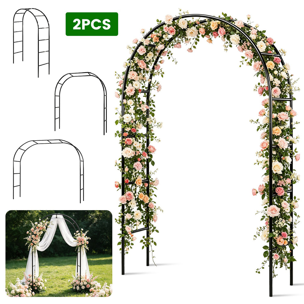 2Pcs ou 1Pcs Options 7.87Ft H X 4.59Ft W Arches de jardin en métal réglable Bricolage extérieur Trelli