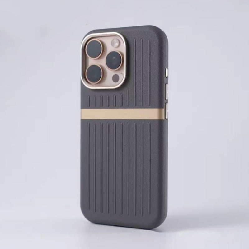 Cas de téléphone magnétique ondulée Cas de téléphone en cuir de bureau
