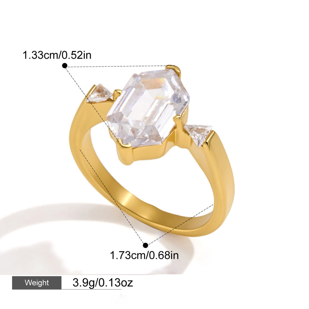 Zircon bague en acier inoxydable pour femmes