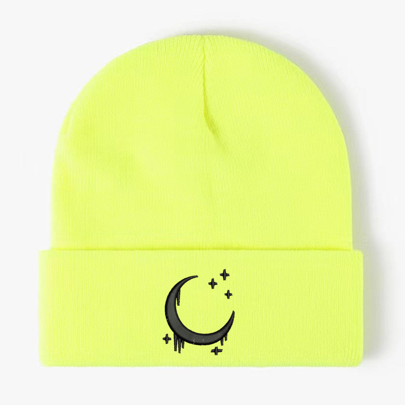 Chapeau en tricot brodé Amazon avec lune et étoiles Design AutomneHiver Chapeau en laine