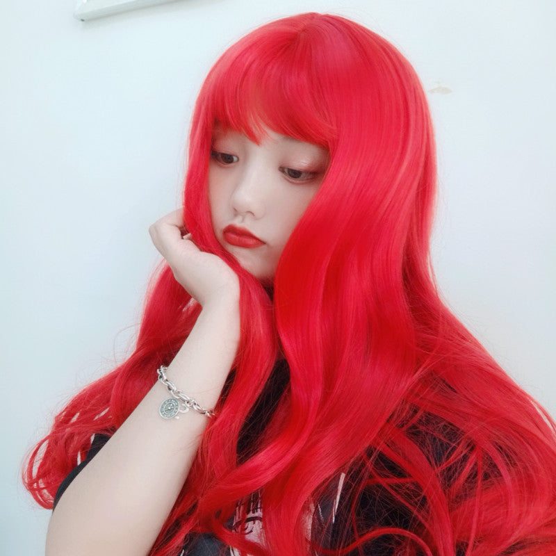 Cheveux bouclés longs rose clair