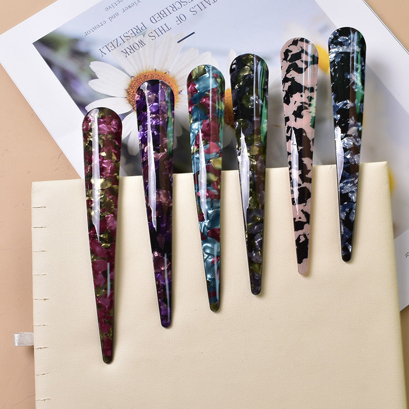 Ornement Style coréen Barrettes acryliques Tweezers Large Ox Horn Hairclip Version française Gri
