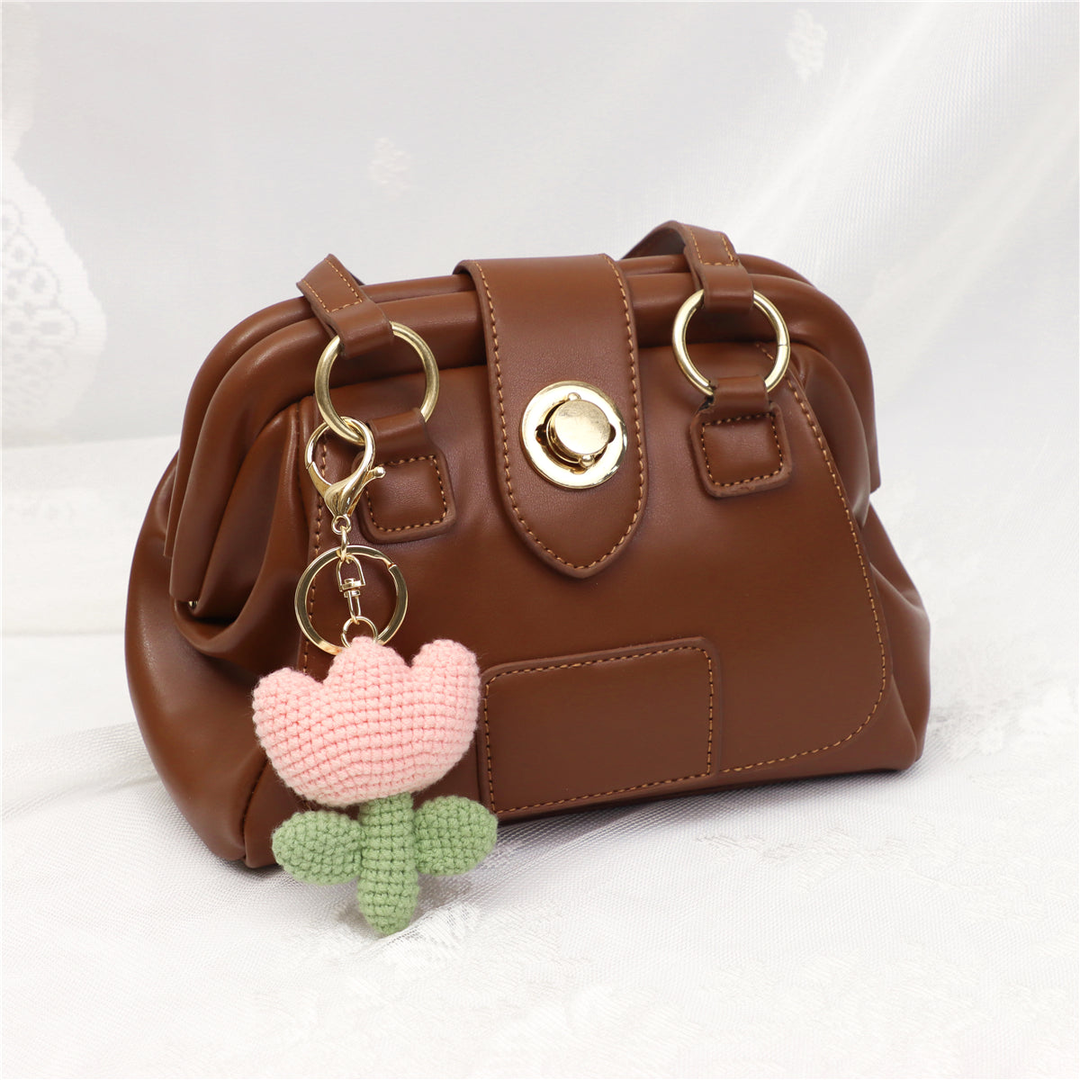 Crochet fait main Bouquet de fleur Tulip porte-clés Tulip Sac Charm