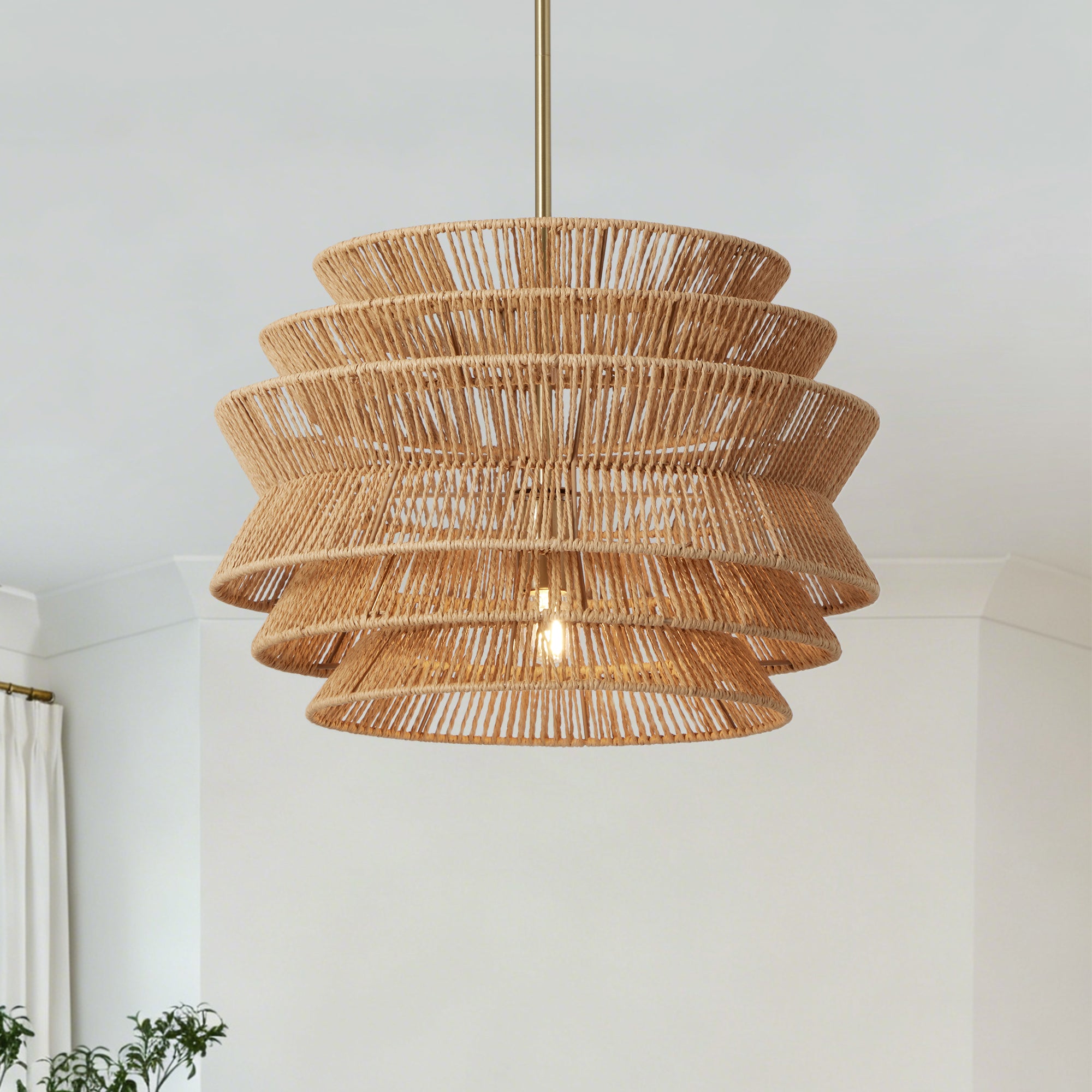 17.3" Feu pendentif en rotin