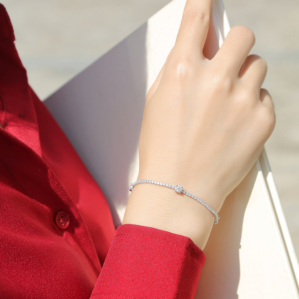 S925 Argent 6g Platinum plaqué Moissanite Bracelet