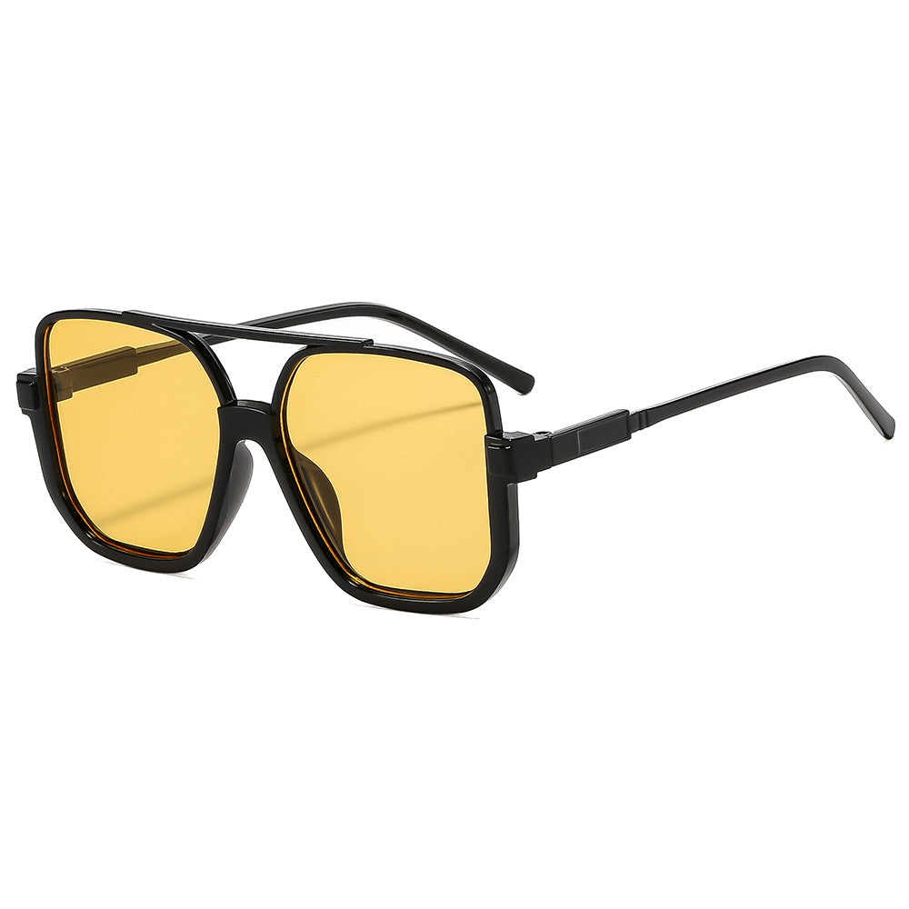 Y2K Chic Personnalité Double pont Lunettes de soleil semi-imprimées