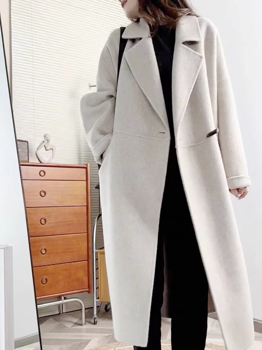 Manteau de laine de style coréen avec boutons Horn