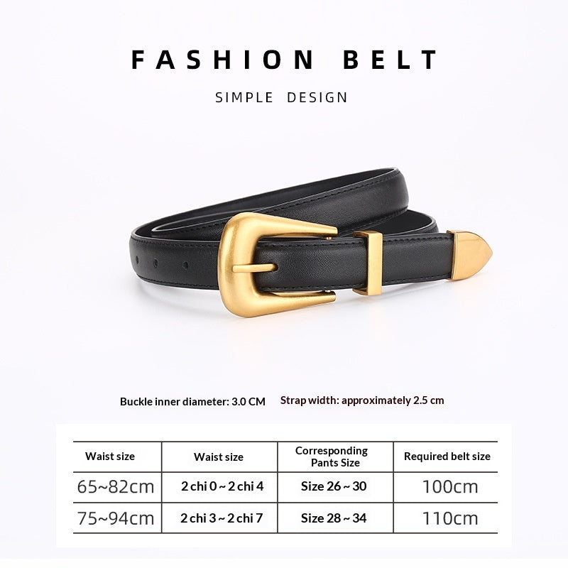 Femmes Retro Mode Unisexe Versatile Ceinture en cuir carré