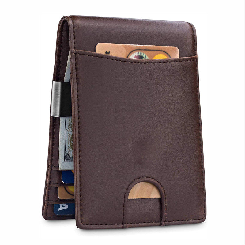Porte-cartes en cuir pur Rfid Hommes antivol Swiping Amazon