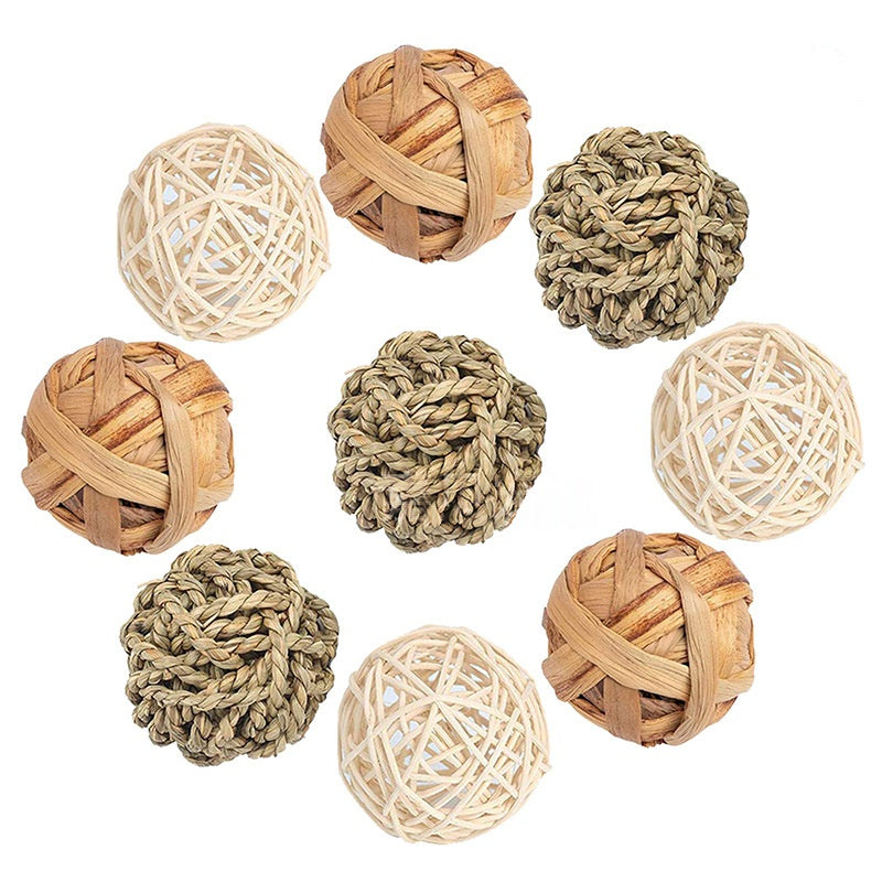 Ensemble de boulettes en rotin naturel tissé à la main