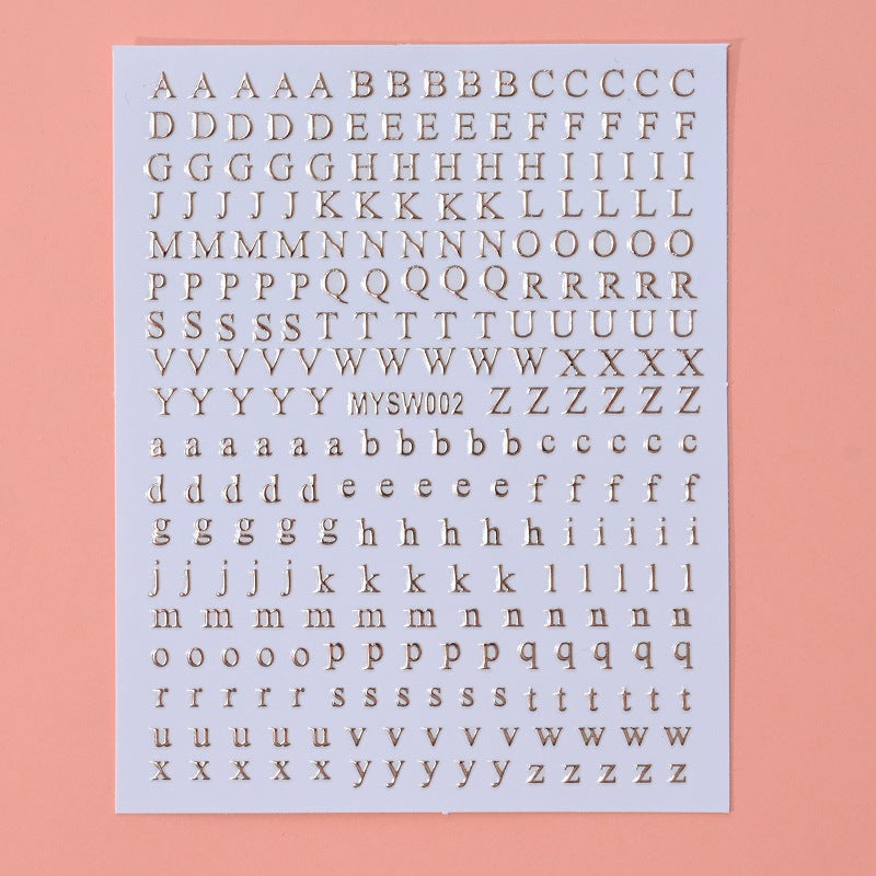 Stickers Nail 12 Couleurs Boîtier en lettres anglaises Décoration pour bricolage fluorescent