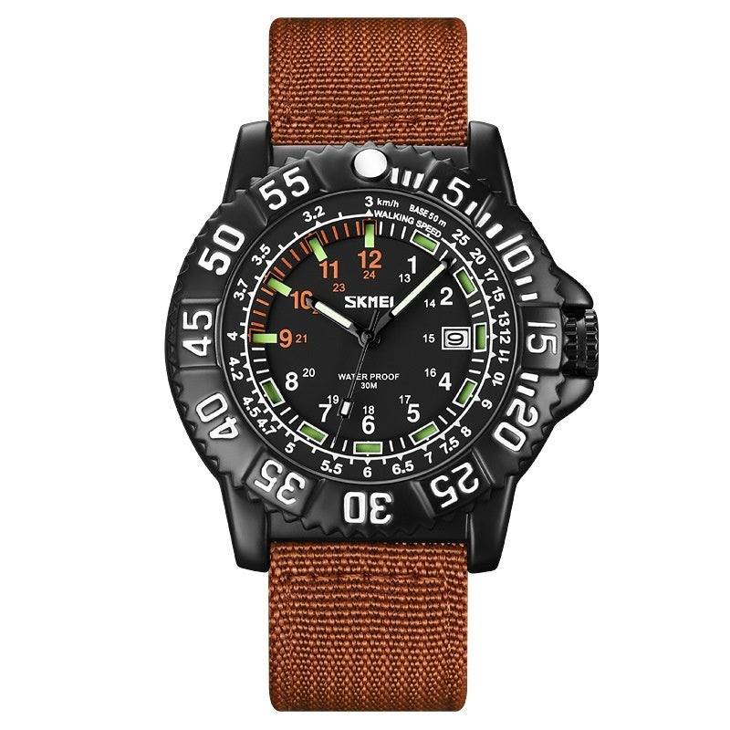 Calendrier personnalisé Hommes Lumineux Quartz montre avec une sangle de nylon occasionnel