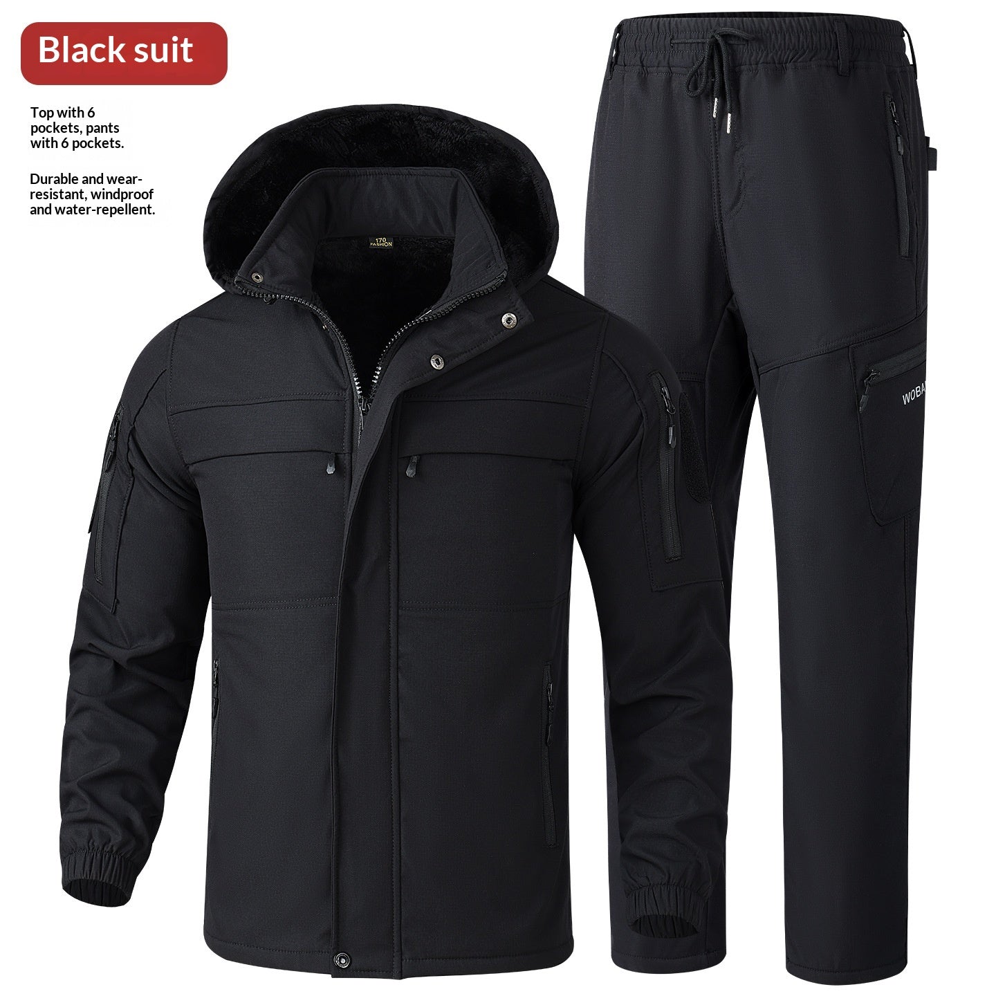 Veste et pantalons de brise-vent doublés de polaire pour hommes