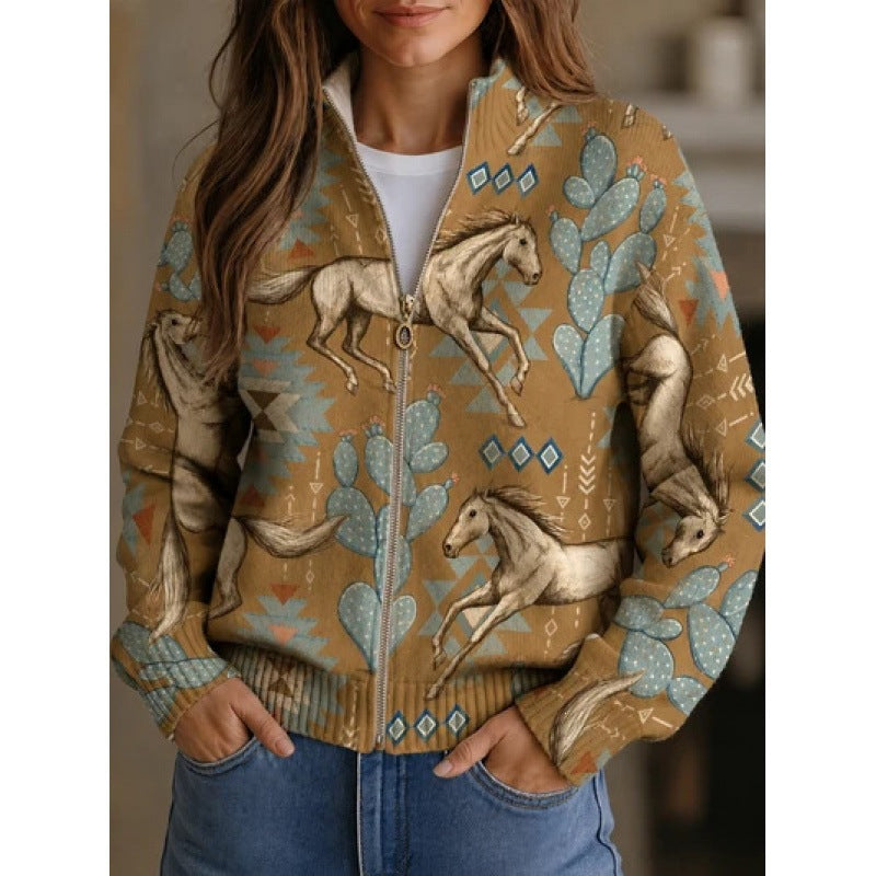 Veste en manteau pour femmes en col rond
