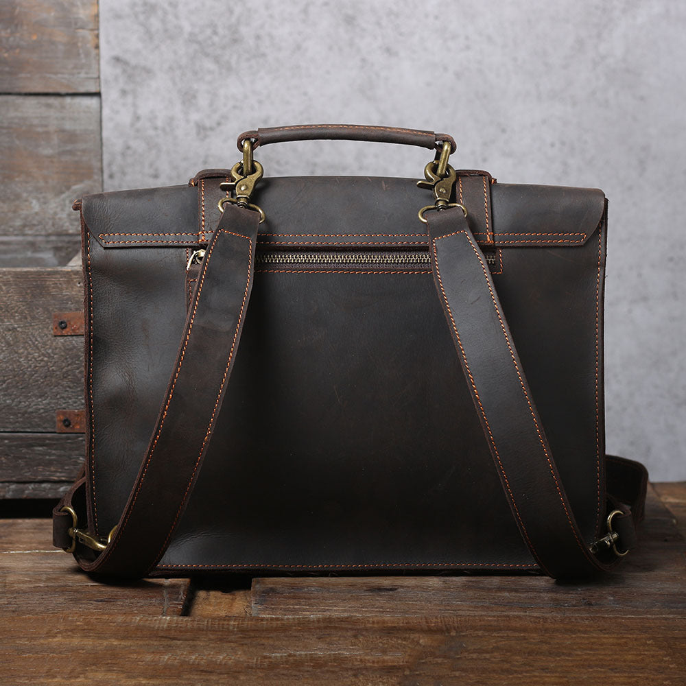 Sac à dos en cuir simple de première couche Sac à dos en cuir pour hommes et femmes