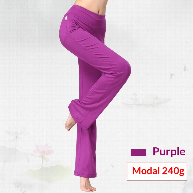 Pantalons de yoga modaux en couleur solide pour femmes