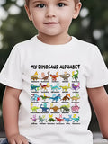 Garçons Fashionable à manches courtes Casual Top avec une impression à thème dinosaure de 26 lettres