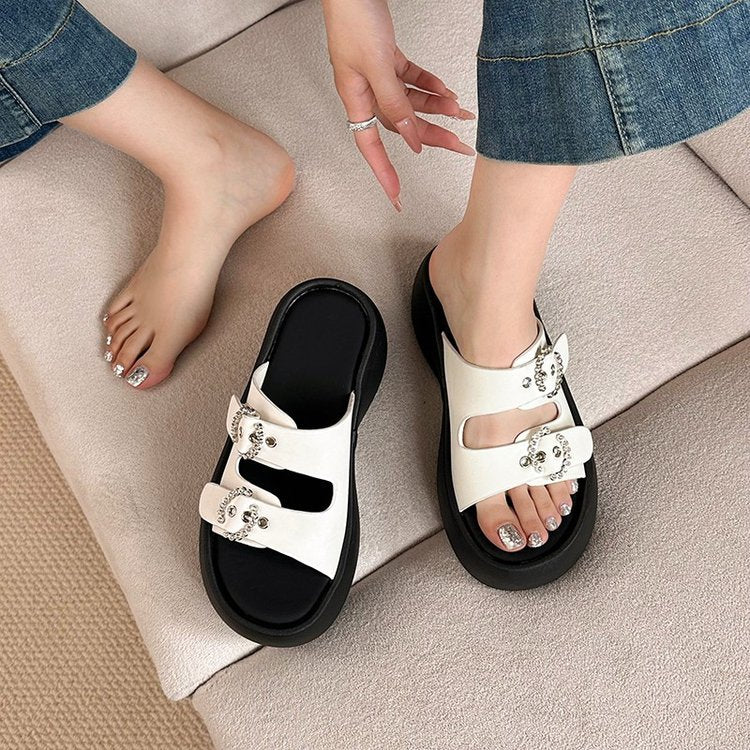 Sandales à glissière en Strass pour femmes