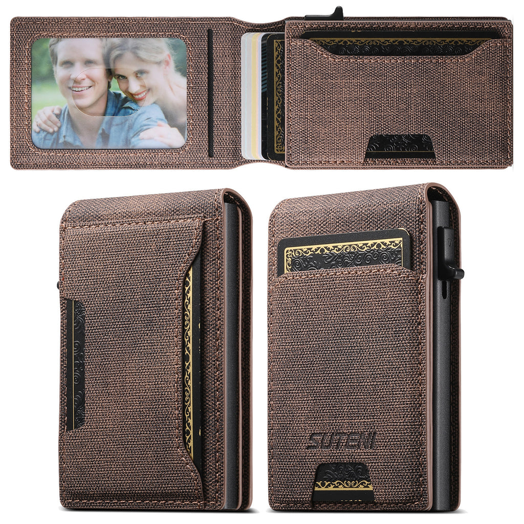 Porte-cartes en cuir denim givré pour hommes