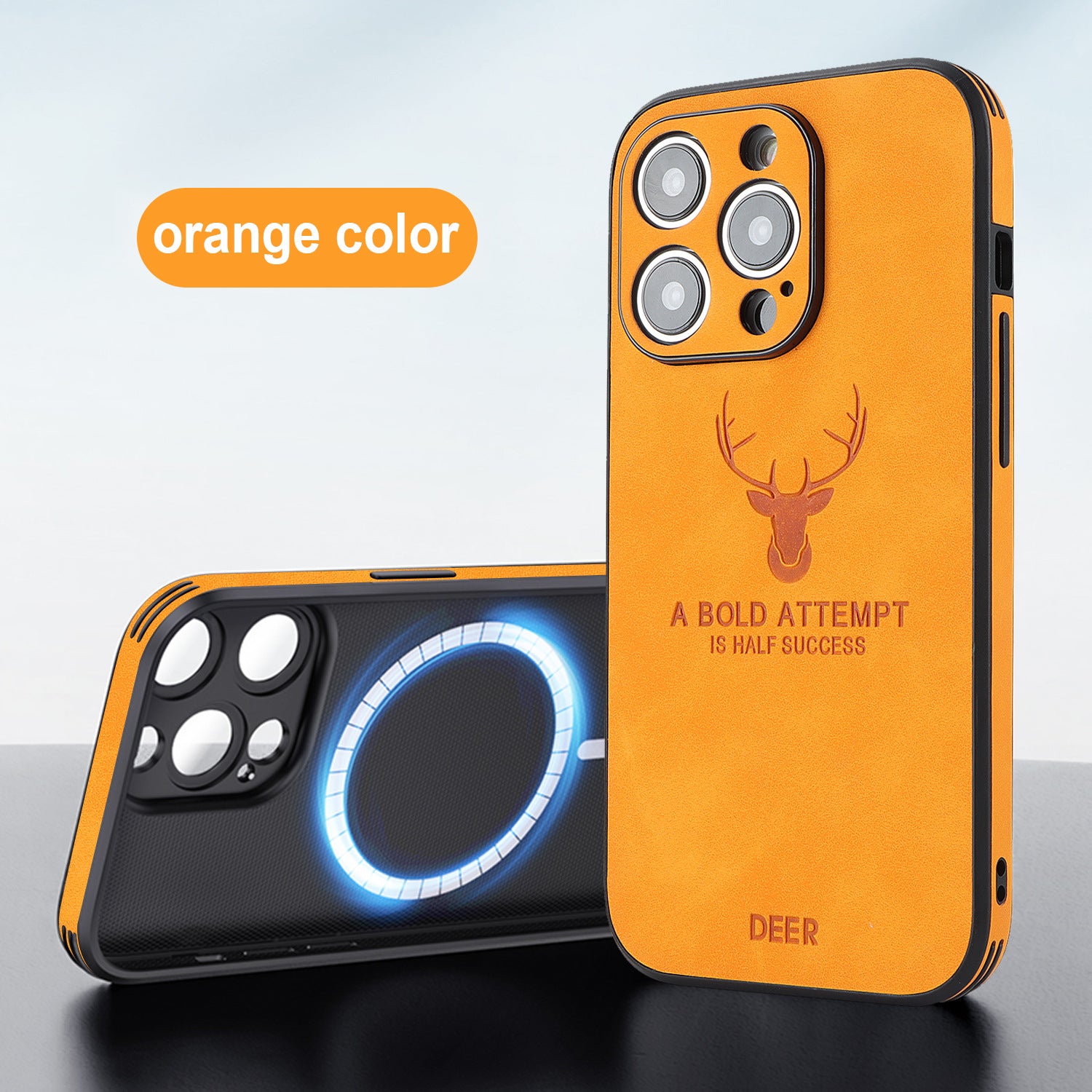 Coque de téléphone Tête de cerf intégrée magnétique résistant à la chute Couverture de protection