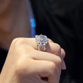 Moissanite Luxury T Square Ring 18K Platinum Gold Diamond Ring Ensemble complet avec petit diamant
