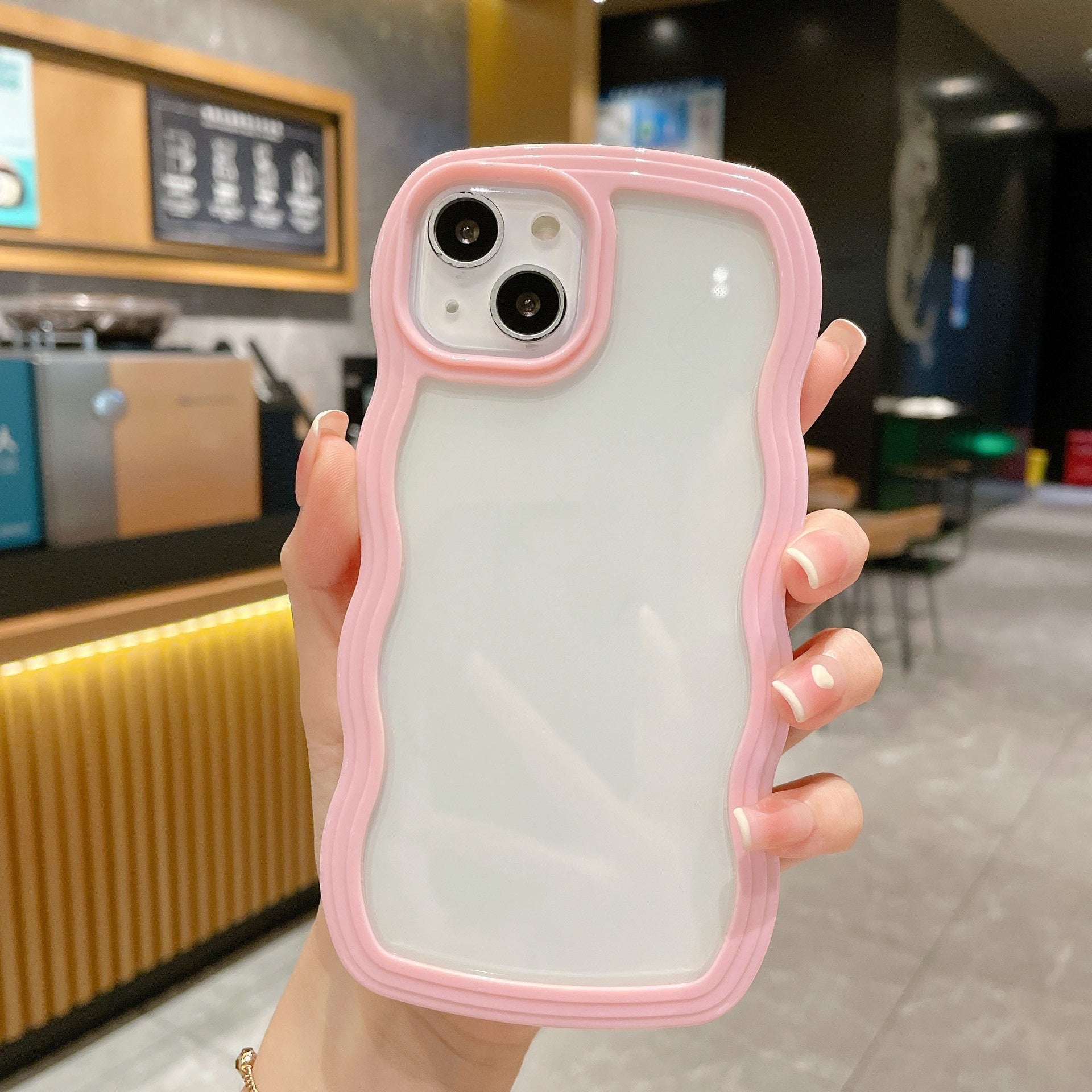 Couverture de cas Wave Border Solid Color Phone