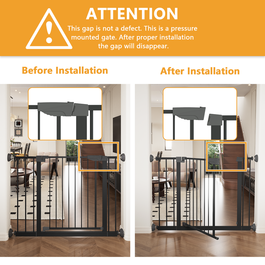 29,5-45,3" Wide Baby Gate avec protecteur mural pour escaliers