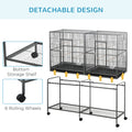 Cage d'oiseau de 65"L avec plateau de stockage Perchoir en bois Contenant alimentaire