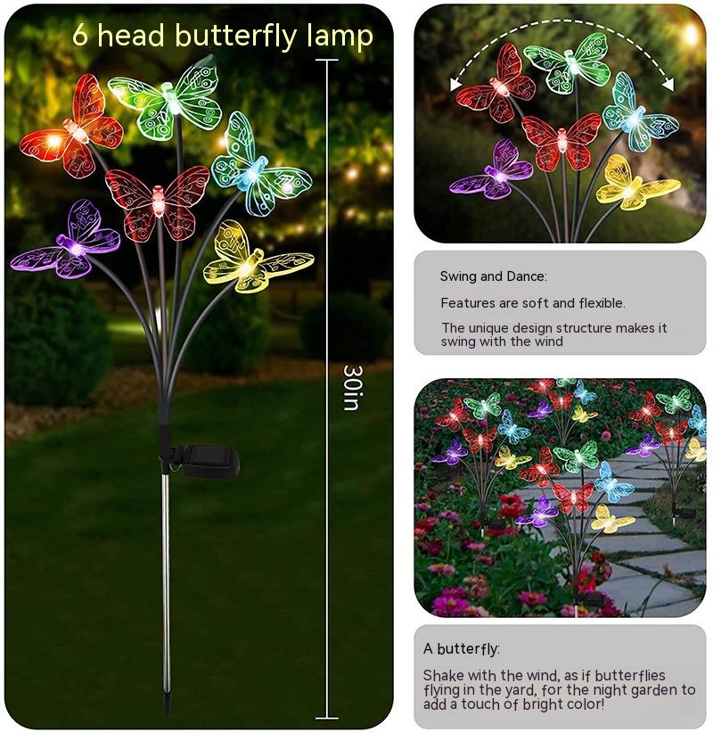 Lampe solaire à papillon extérieur