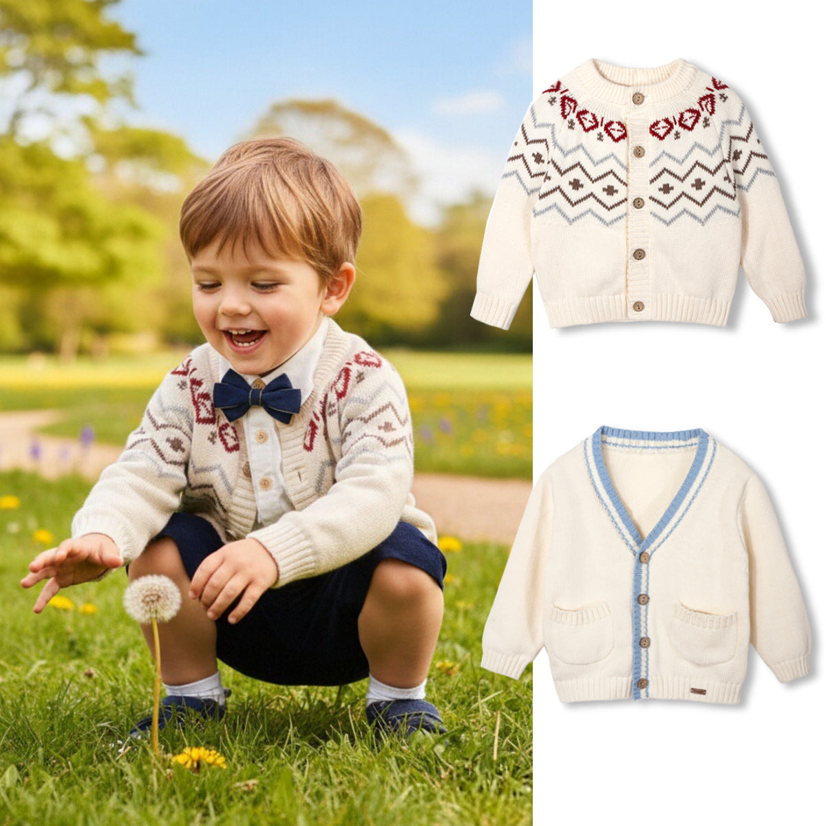Chandail mignon Cardigan pour bébés garçons et enfants