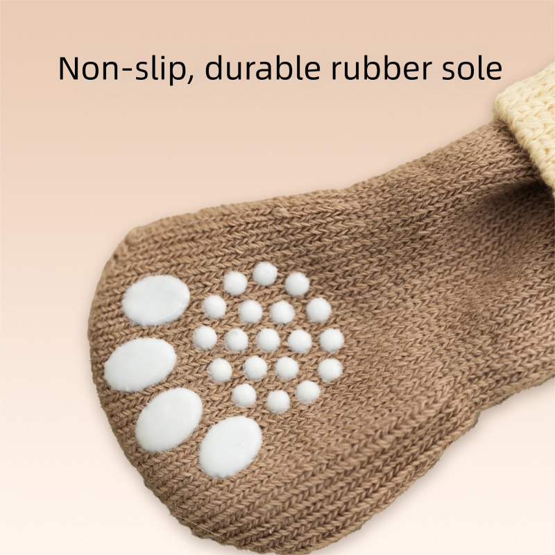 Chaussettes pour animaux, tubes longs, chaussettes antidérapantes et antidérapantes pour chiens, quatre paires, chaussures de chien