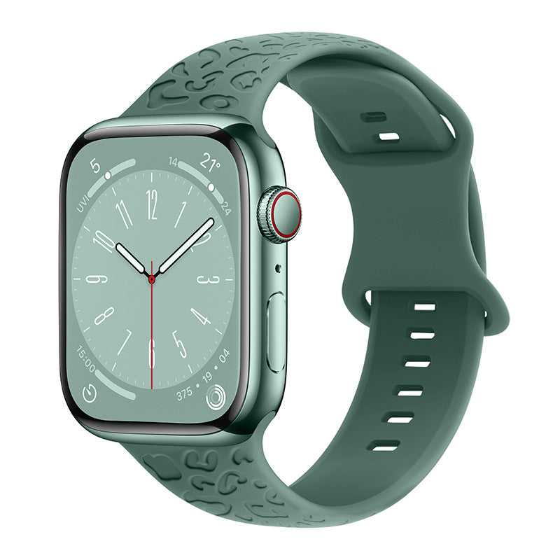 Applicable à Iwatch1-9 Generationultra3 Solid Color Leopard 8 mots Bracelet en silicone Buckle
